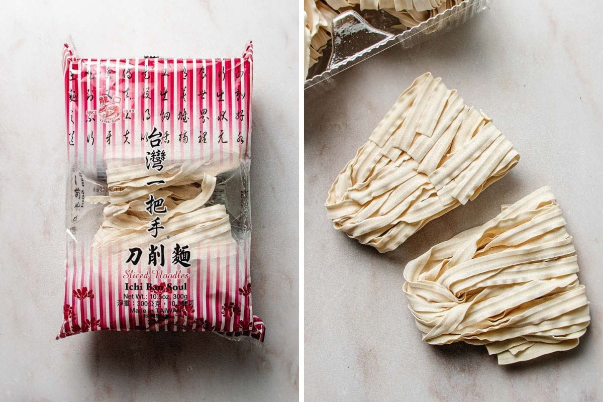 Photo shows Taiwanese style noodles used in beef noodle soup.