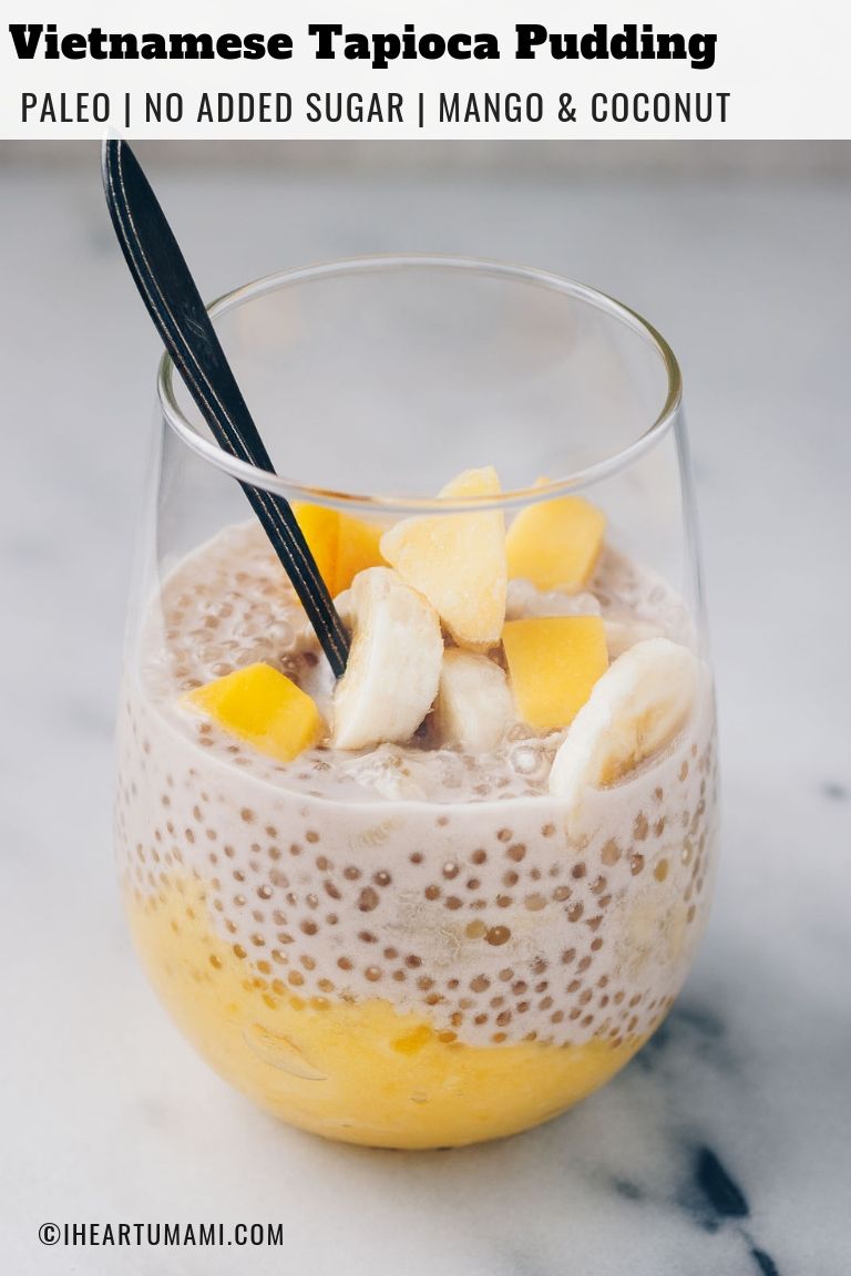 Paleo Vietnamese Coconut Tapioca Pudding Recipe (ChÃ¨ Chuá»‘i) is vegan and dairy-free with no added sugar from I Heart Umami