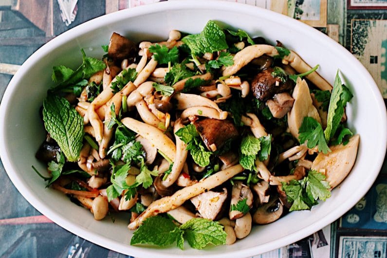Thai Forest Mushroom Salad with Parsley and Mint