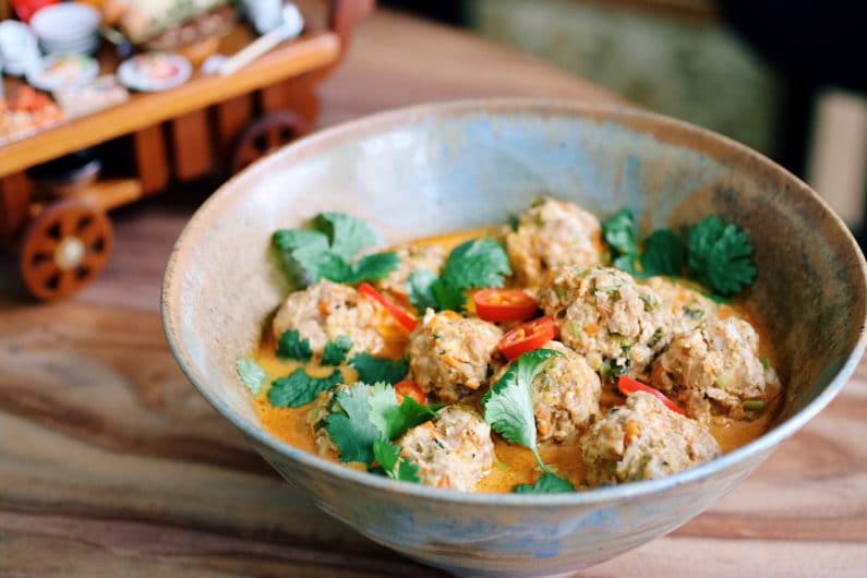Thai Coconut Curry Meatball Soup