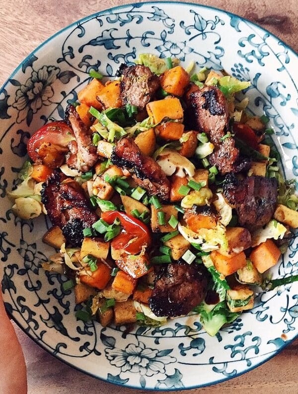 Caramelized Pork Hash With Brussels Sprouts And Sweet Potato