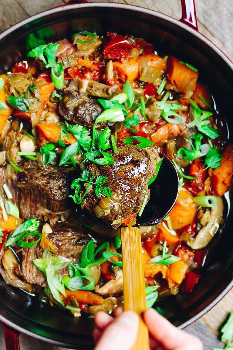 Instant Pot Taiwanese Beef Stew recipe with beef shank is Paleo, Whole30, and Keto friendly.