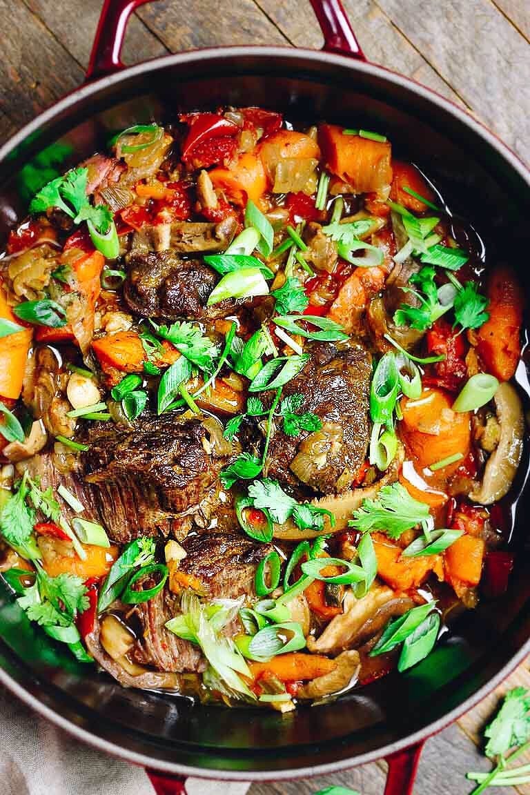 Instant Pot Taiwanese Beef Stew recipe with beef shank is Paleo, Whole30, and Keto friendly.