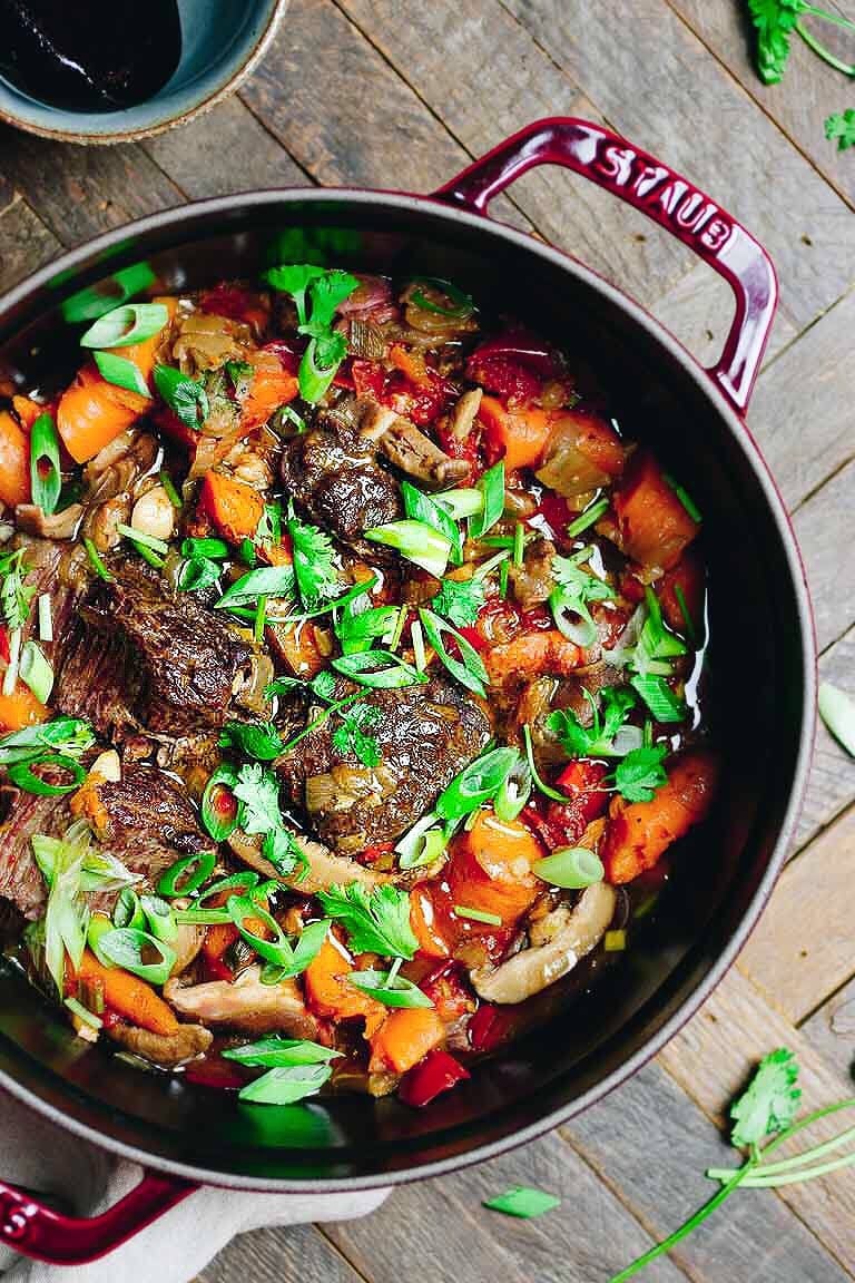 Instant Pot Taiwanese Beef Stew recipe with beef shank is Paleo, Whole30, and Keto friendly.