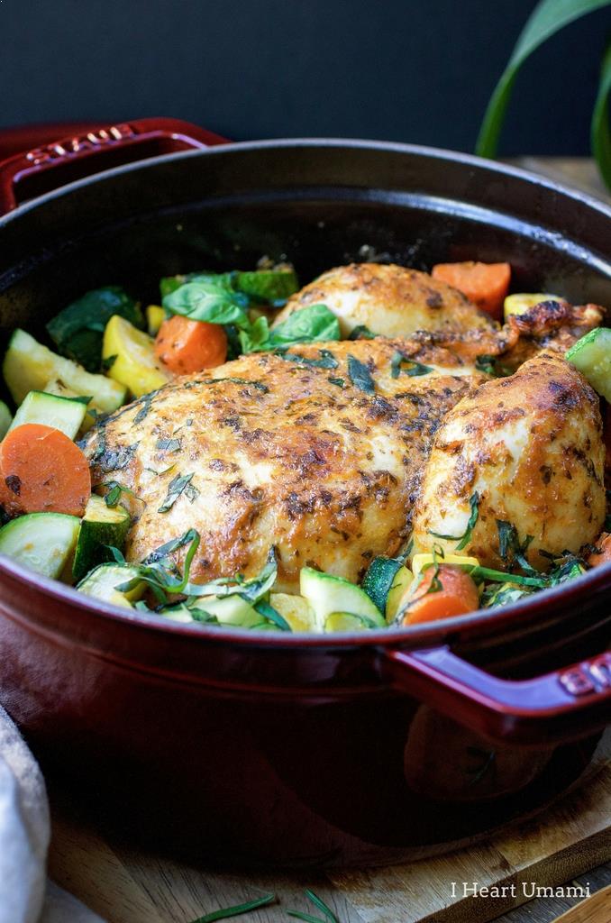 Dutch Oven Roasted Red Curry Whole Chicken recipe that's Paleo, Whole30, and Keto friendly. 