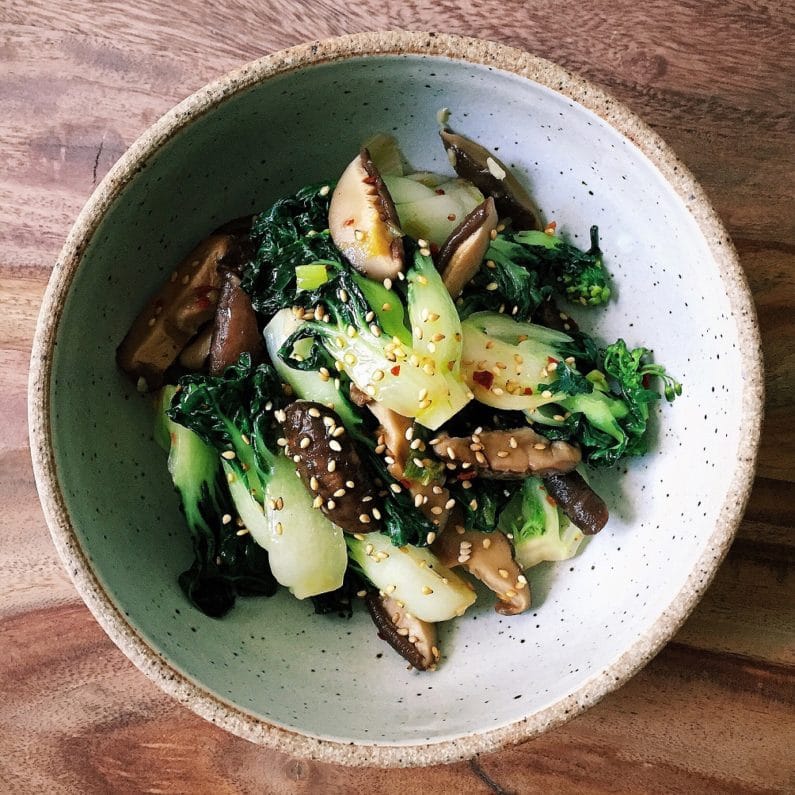 Shiitake Mushrooms With Crunchy Baby Bok Choy