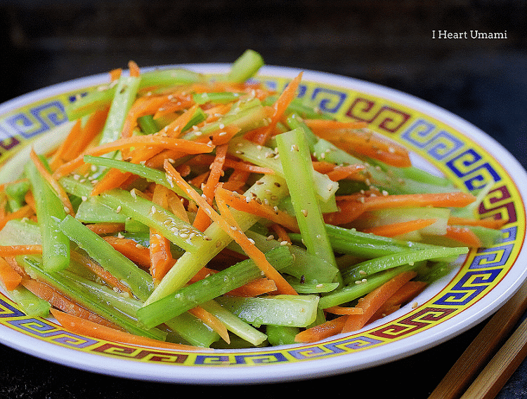 Paleo Asian Side Dishes. Simple and quick Paleo vegetable side dishes. Garlicky cucumbers, sesame spinach, celery carrot slaw. Paleo Asian food. Paleo Chinese food. IHeartUmami.com