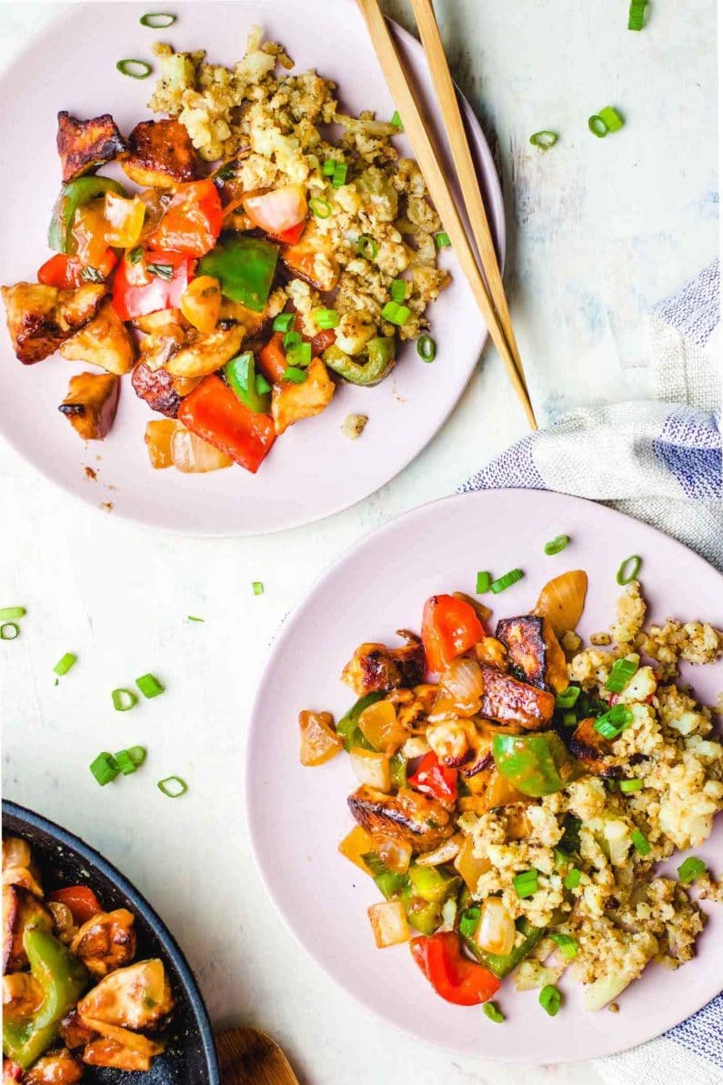 Serve the dish with cauliflower fried rice for pairings. 