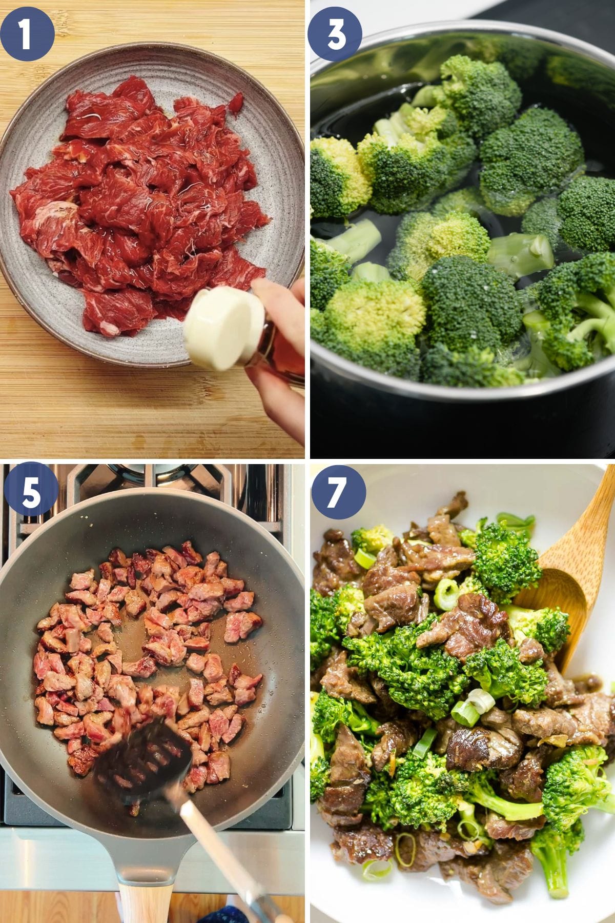 Person demos how to make Paleo and Whole30 beef broccoli stir fry healthy. 