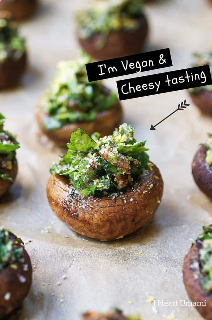 Easy and “cheesy” Herb Stuffed Mushrooms that are gluten, dairy free and vegan friendly. Perfect make ahead appetizer and side dish recipe !