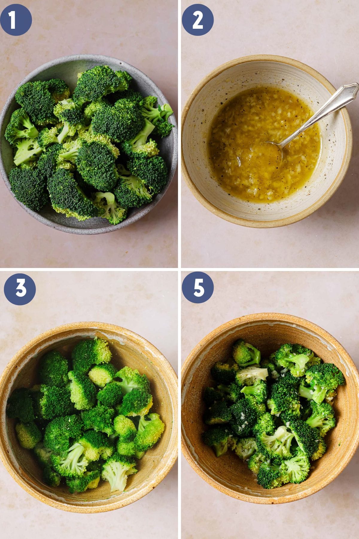 Person demos how to trim, blanch broccoli and make garlic butter sauce.