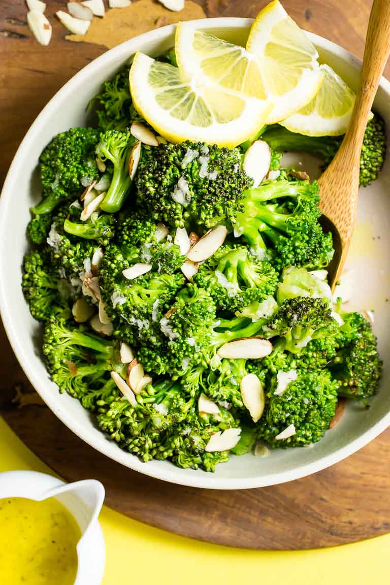 Lemon Garlic Paleo Broccoli Recipe with Dairy-Free Lemon Garlic Butter Sauce with microwave or quick blanch instructions