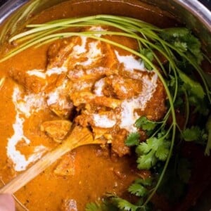 Paleo Instant Pot Butter Chicken Recipe with gluten-free dairy-free coconut milk cream for Paleo, Keto and Whole30 diets.