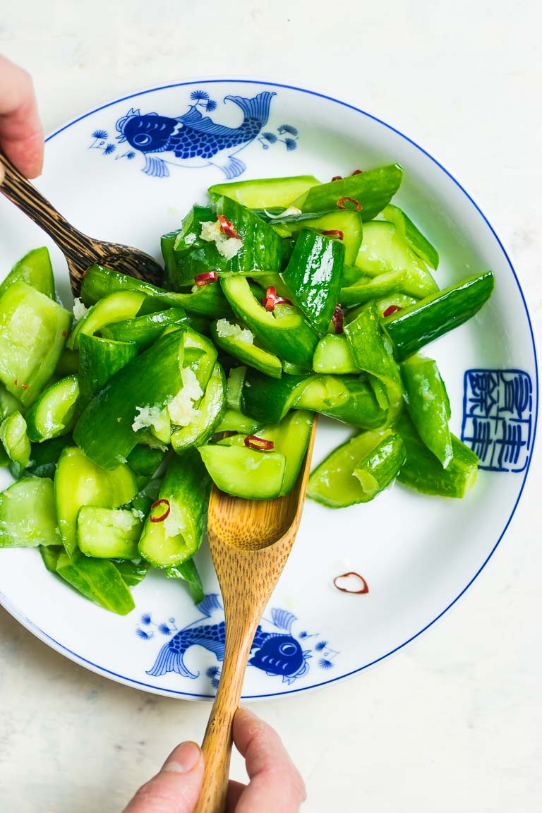 Easy Chinese Smashed Cucumber Salad recipe Paleo, Whole30, Keto, AIP cucumber salad.