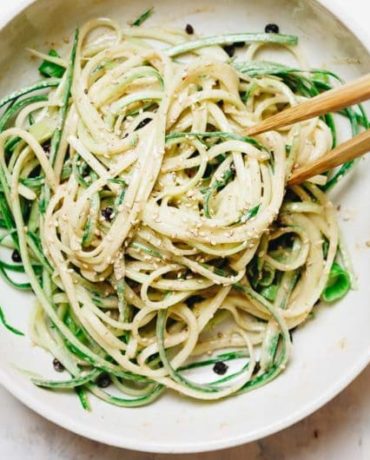 Thai Peanut Sauce Cucumber Noodles Salad is Paleo, Whole30, Keto, and Low Carb recipe.