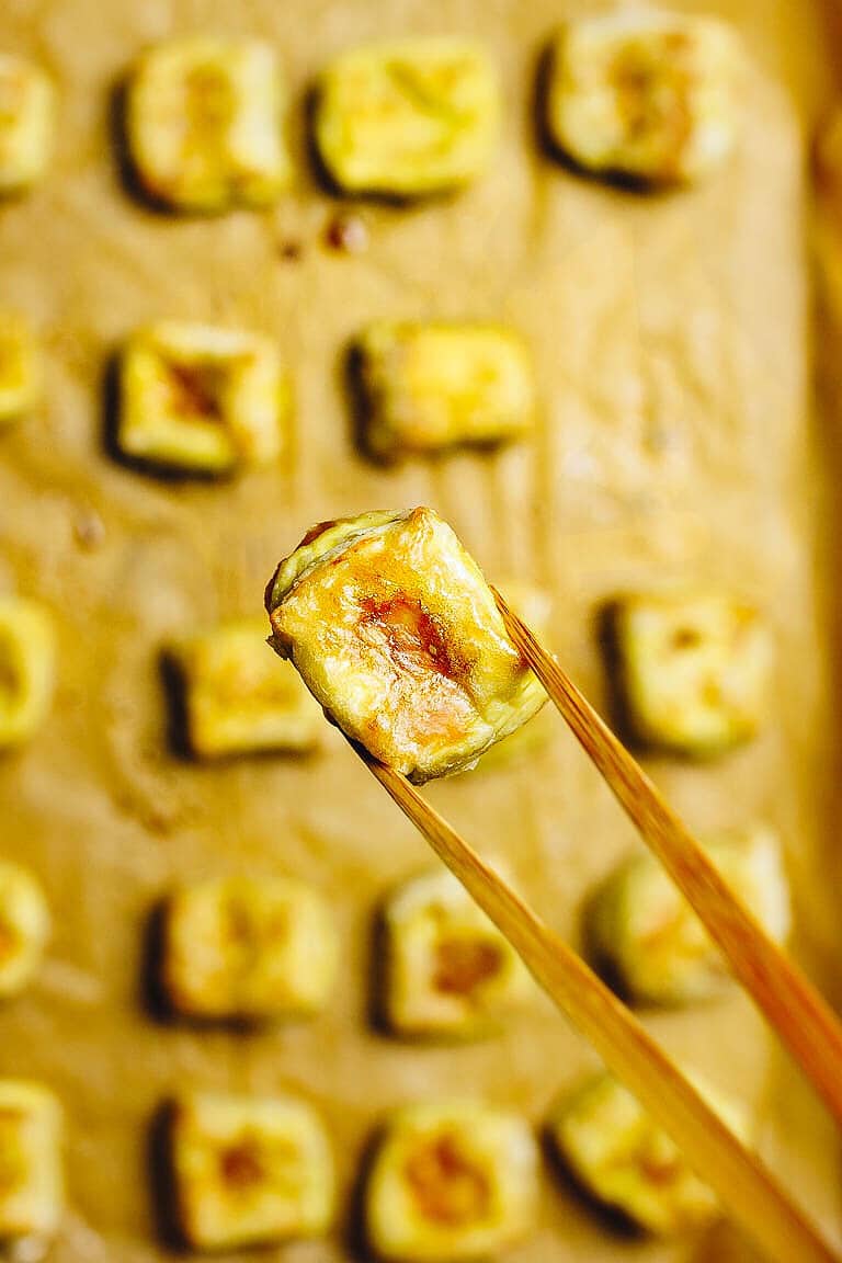  Paleo croccante sesamo Tofu ricetta con forno al forno di soia uovo libero crema tofu in salsa di sesamo Whole30.