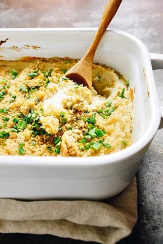 Paleo Cauliflower Gratin is low carb, healthy, and easy for the best Whole30 Casserole recipe.