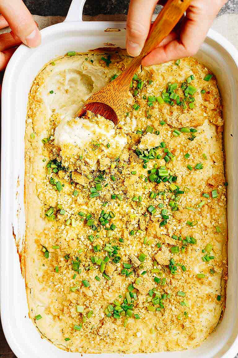 Paleo Cauliflower Gratin is low carb, healthy, and easy for the best Whole30 Casserole recipe.