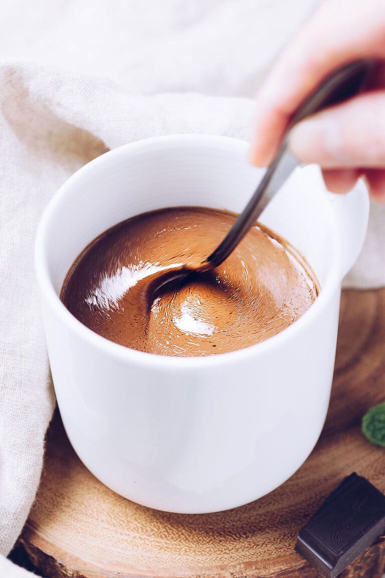 Paleo Hot Chocolate with dairy-free almond or coconut milk is healthy, low carb, and easy to make!