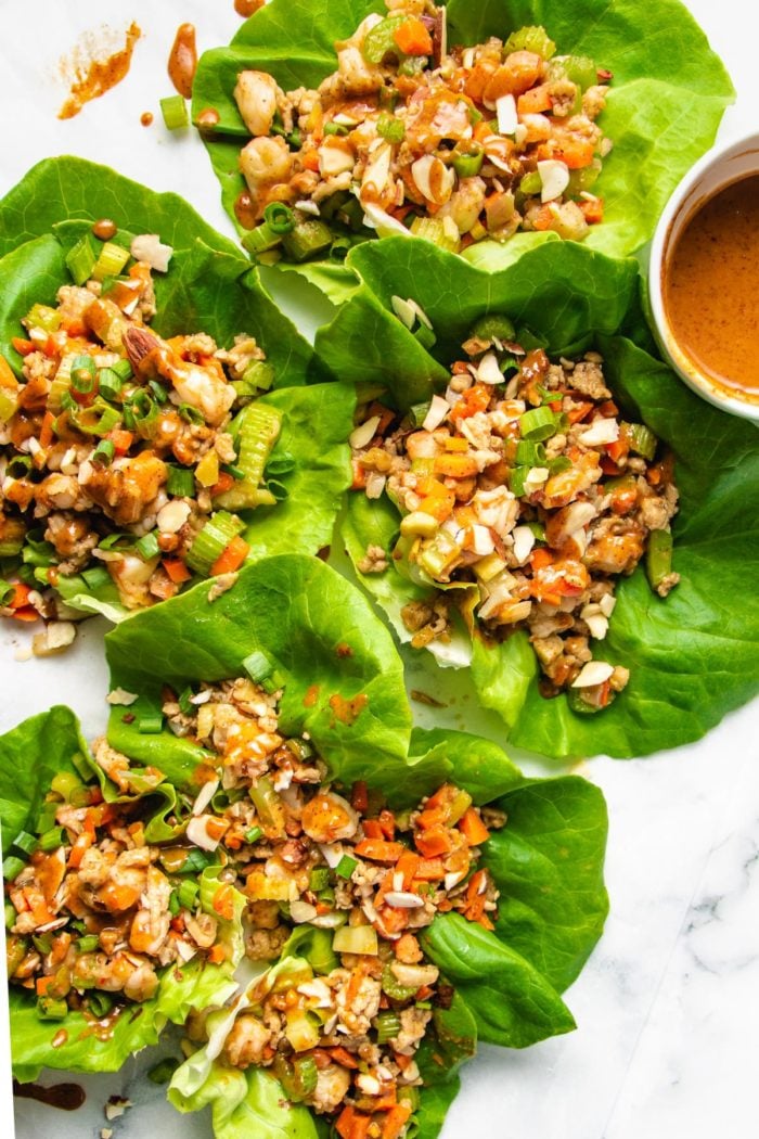 Meal Prep Thai Chicken Lettuce Cups (Whole30 Paleo) • Tastythin