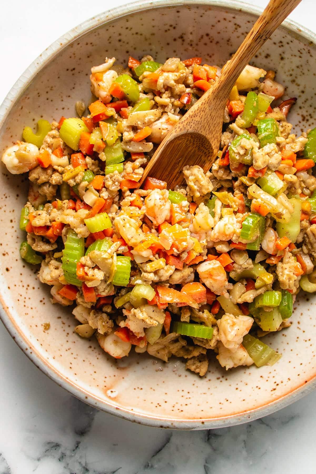 Lettuce wraps fillings in a plate