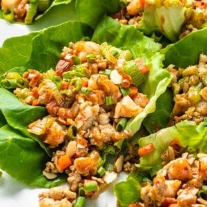 A close shot of the chicken lettuce wraps