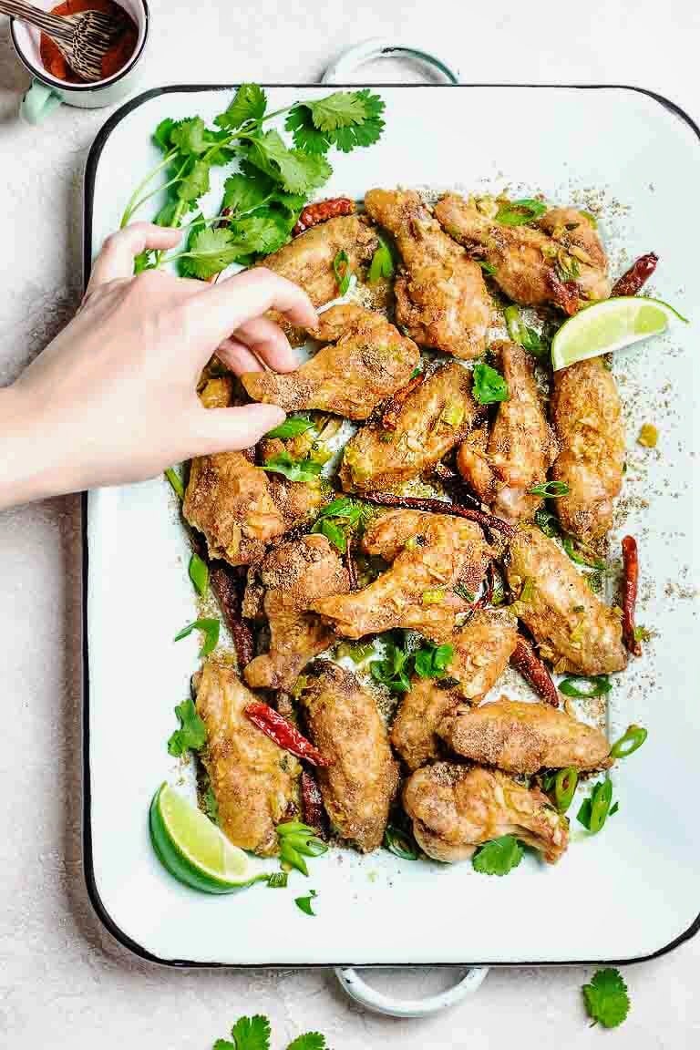 Baked Whole30 Crispy Chinese Chicken Wings recipe are Paleo, Whole30, and Keto friendly with Chinese dry spice rub.
