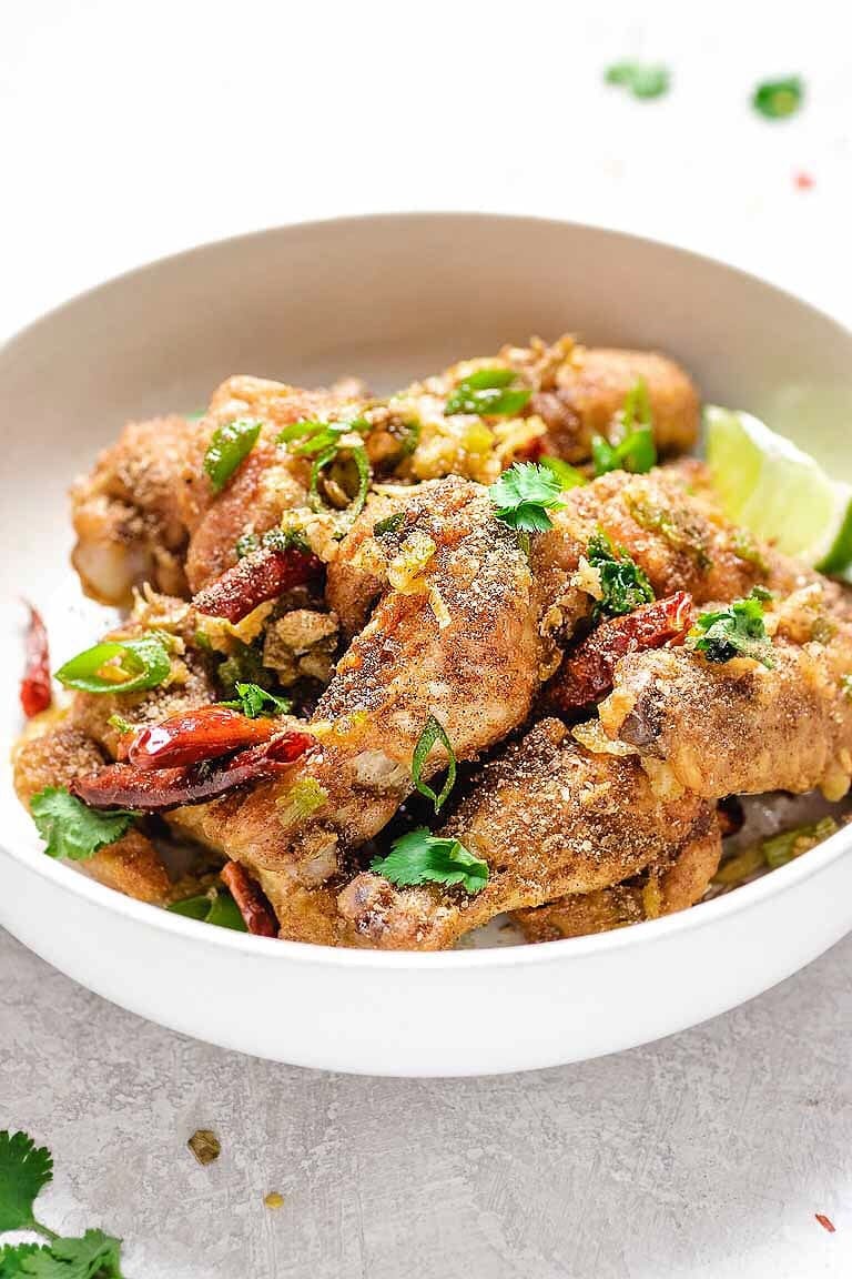 Baked Whole30 Crispy Chinese Chicken Wings recipe are Paleo, Whole30, and Keto friendly with Chinese dry spice rub.