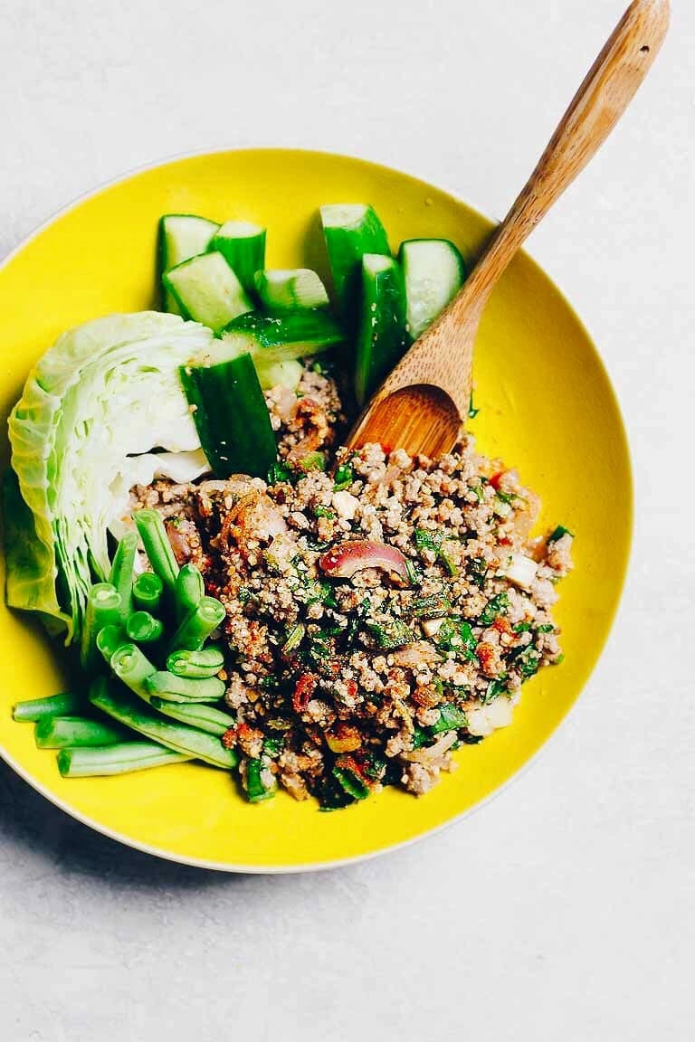 The most authentic Thai Larb Recipe (Larb Moo) that’s Paleo, Whole30, and Keto low carb friendly.