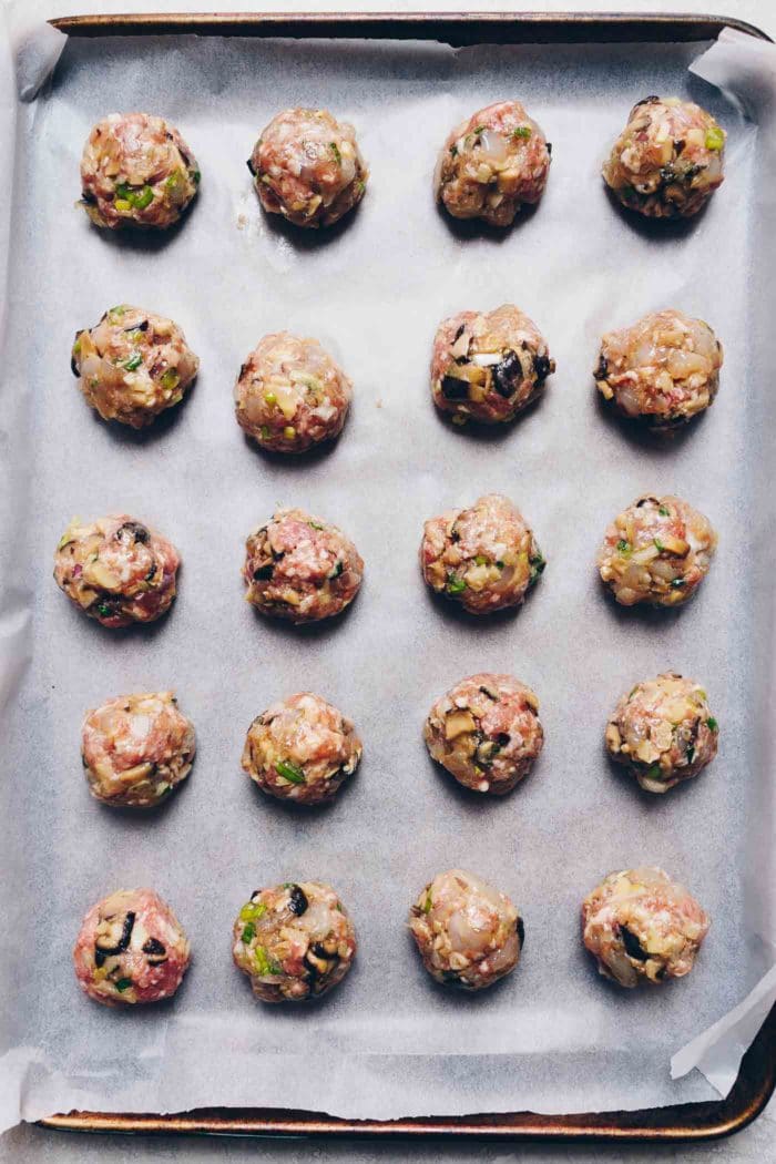 Paleo Meal Prep Gyoza Meatballs also known as Chinese Potsticker meatballs for healthy easy meal prep from I Heart Umami.