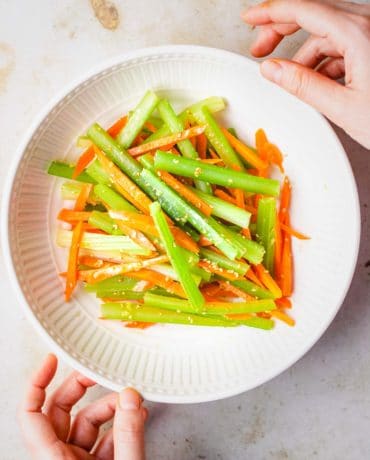Asian Carrot-Celery Slaw recipe is the best Asian Carrot Salad for Paleo, Whole30, and Gluten-free healthy living!
