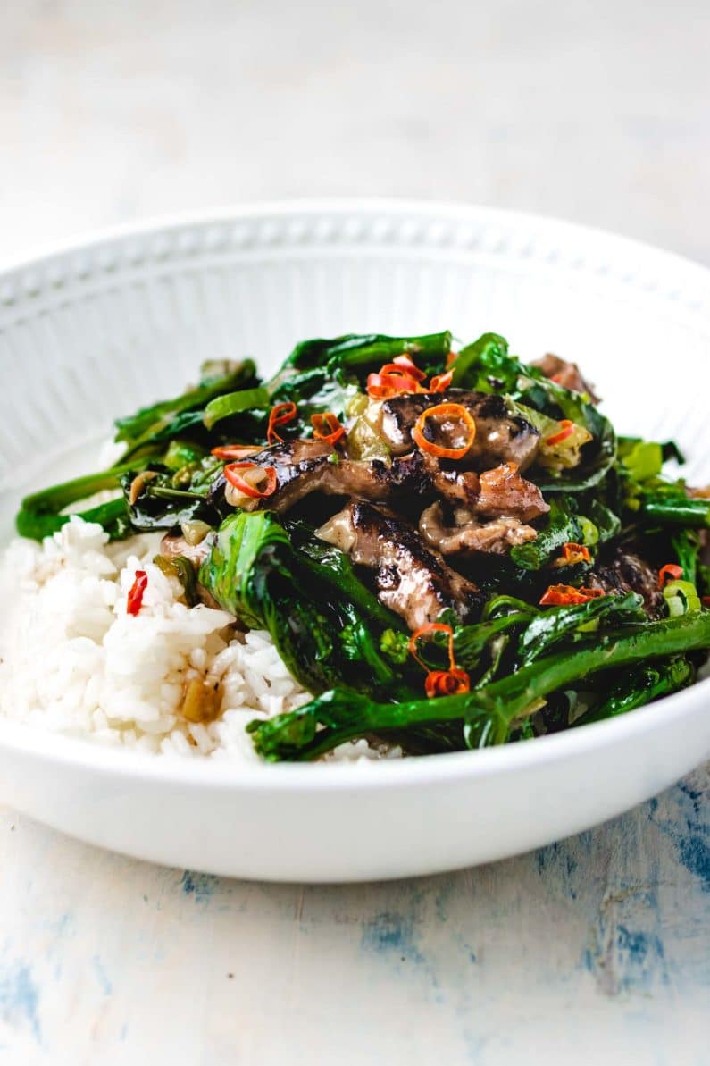 Stir-Fried Beef with Oyster Sauce and white rice Paleo Meal I Heart Umami