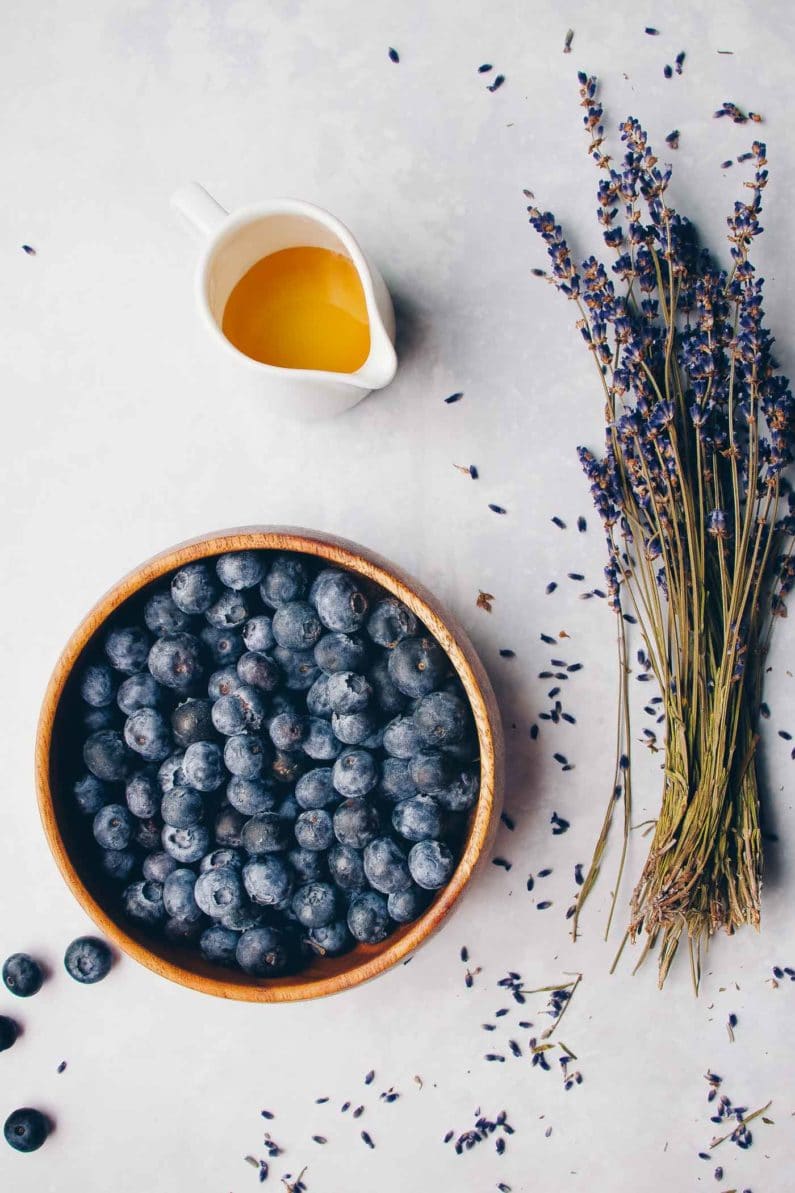 Blueberries, Lavender, and Honey for syrup recipe