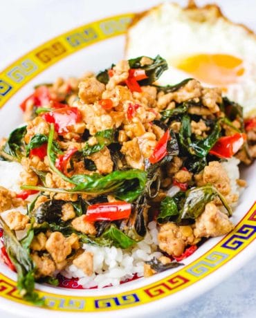 Thai basil chicken recipe uses ground chicken and is Paleo, Whole30, and low carb friendly.