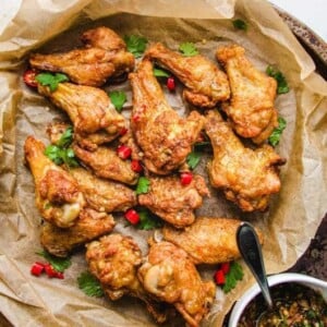 Thai Air Fryer Chicken Wings Recipe for Paleo, Whole30, Keto, and Gluten-Free users from I Heart Umami.