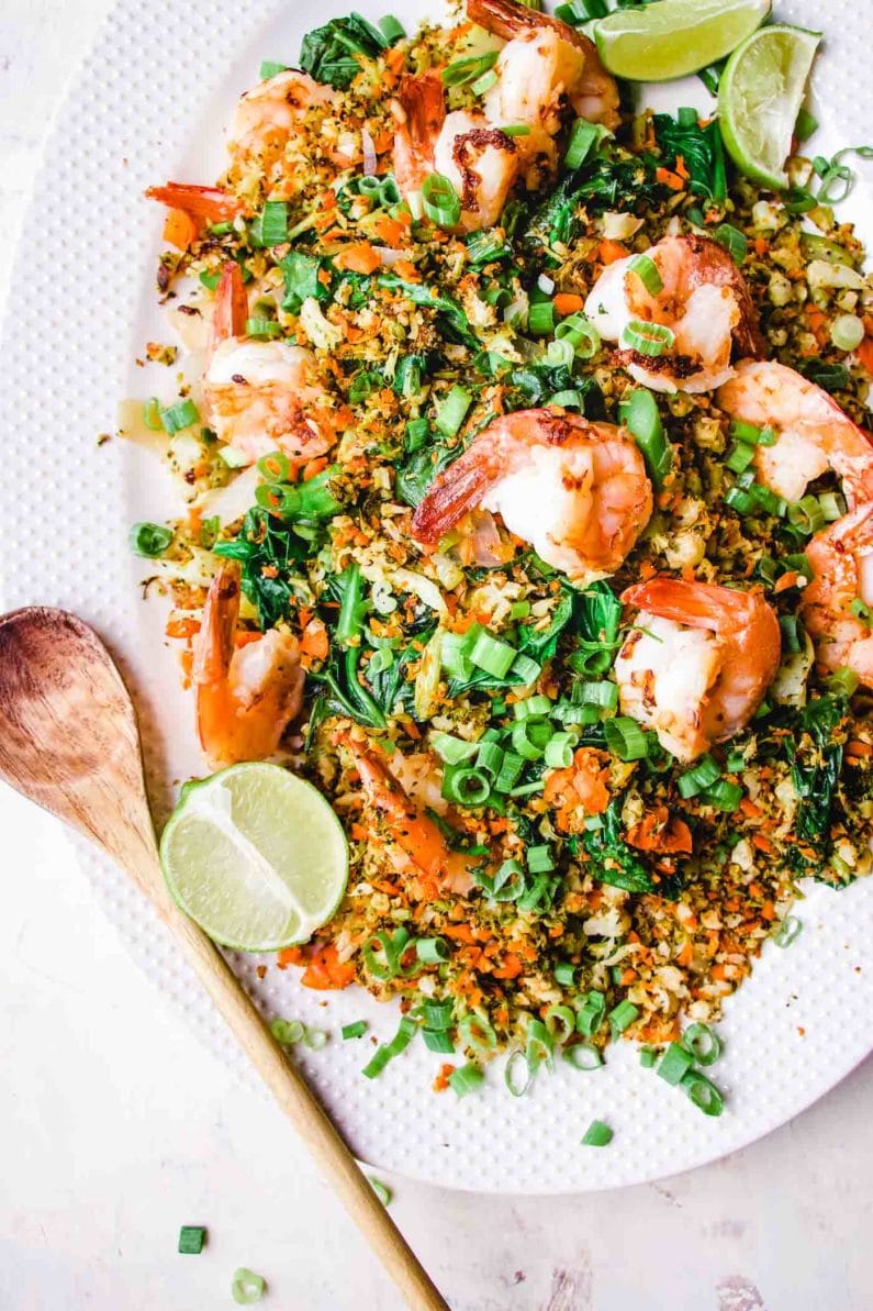 Thai Cauliflower Shrimp Fried Rice recipe is the best cauliflower Thai fried rice!