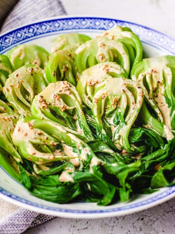 Bok choy salad recipe (pak choi) with creamy toasted sesame dressing from I Heart Umami.