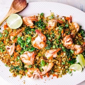 Thai Cauliflower Shrimp Fried Rice recipe is the best cauliflower Thai fried rice!