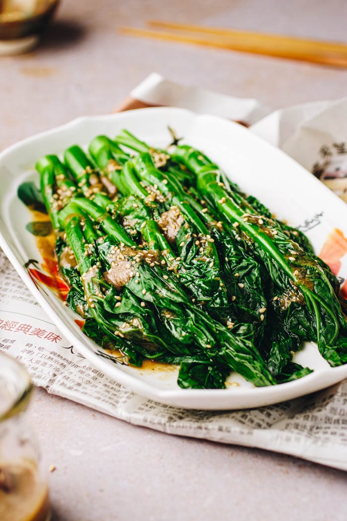 Blanched Asian Broccoli Gai Lan with Oyster Sauce I Heart Umami