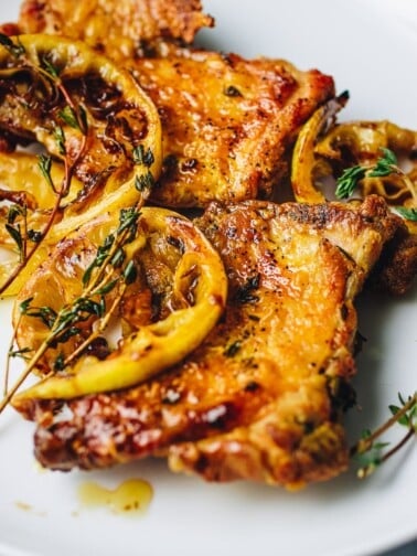Lemon Thyme Chicken Thighs recipe with lemon chicken marinade is gluten-free, paleo, keto and whole30 from I Heart Umami.