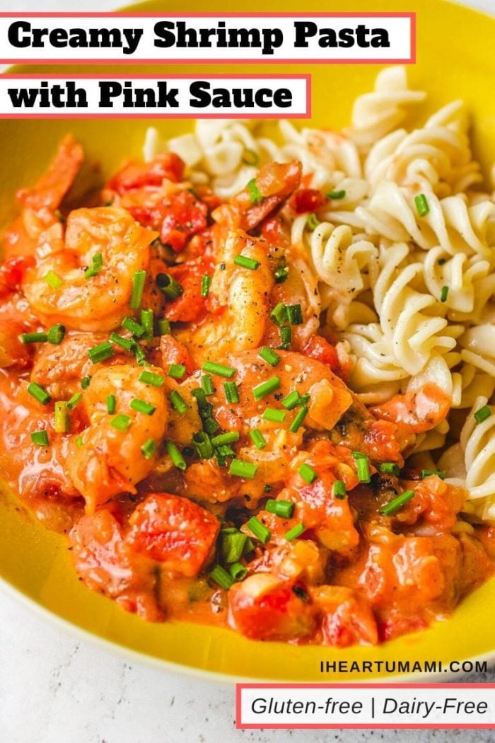 Gluten Free Pasta shrimp with creamy tomato sauce I Heart umami