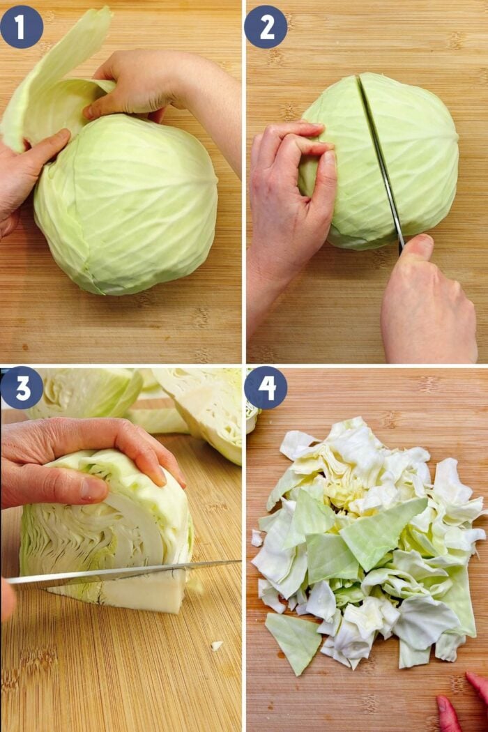 Person demos how to cut Taiwan cabbage in 4 simple steps
