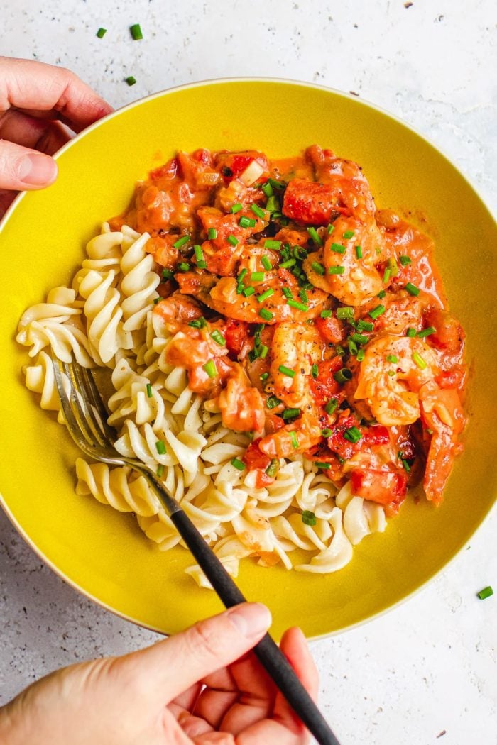 Shrimp Pasta with pink sauce Dairy-Free I Heart Umami