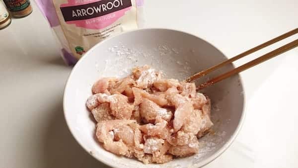 Step 1. Thinly slice chicken breasts