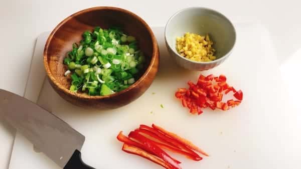 dice ginger scallions for cod recipe