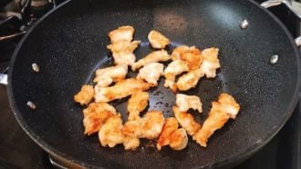 Step 2. Fry the chicken until golden crisp