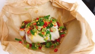 add ginger scallions for cooked cod