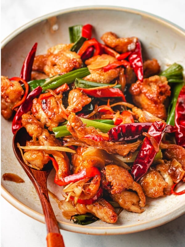 Mongolian Chicken recipe with crispy edges and Paleo Whole30 Mongolian sauce from I Heart Umami.