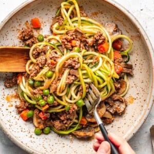 Easy keto ground beef recipe noodle bowl is Paleo and Whole30 friendly I Heart Umami.