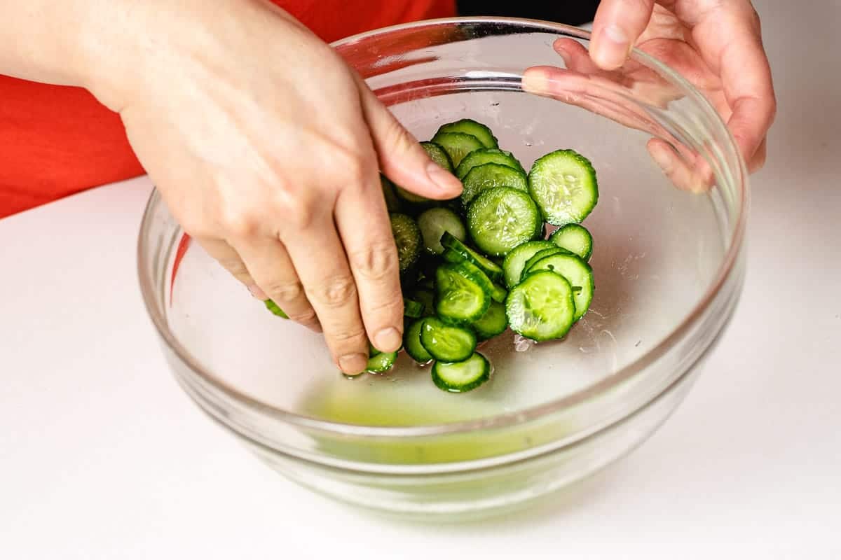 Salted cucumbers for salad I Heart Umami